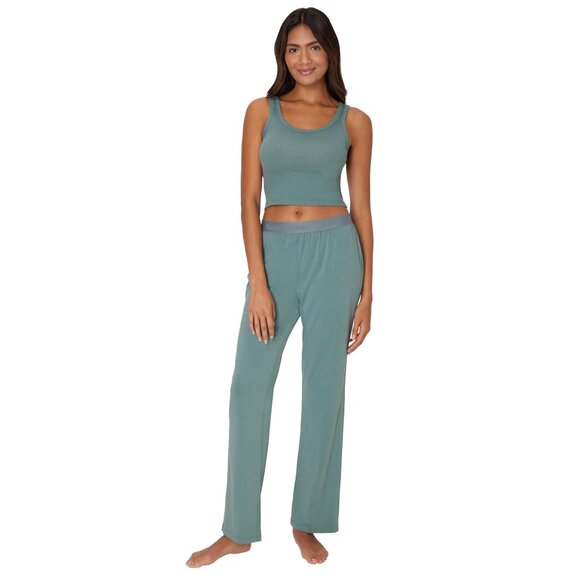 SuperSoft Ribbed Crop Tank Lounge Pants Set Minimal Chic Comfy Loungewear